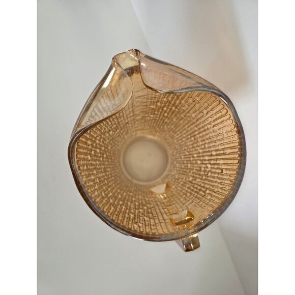 Jeanette Marigold Tree Bark Vintage Glass Pitcher With Textured Design & Handle - Picture 6 of 10